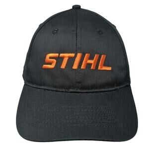 STIHL Snapback Hat Black One Size Adjustable Embroidered Vent Holes